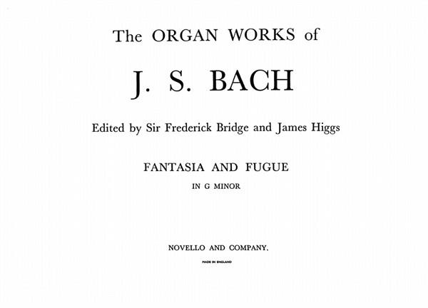 Fantasia & Fugue In G Minor For Organ